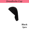 Black dreadlocks cap shown in a profile view.