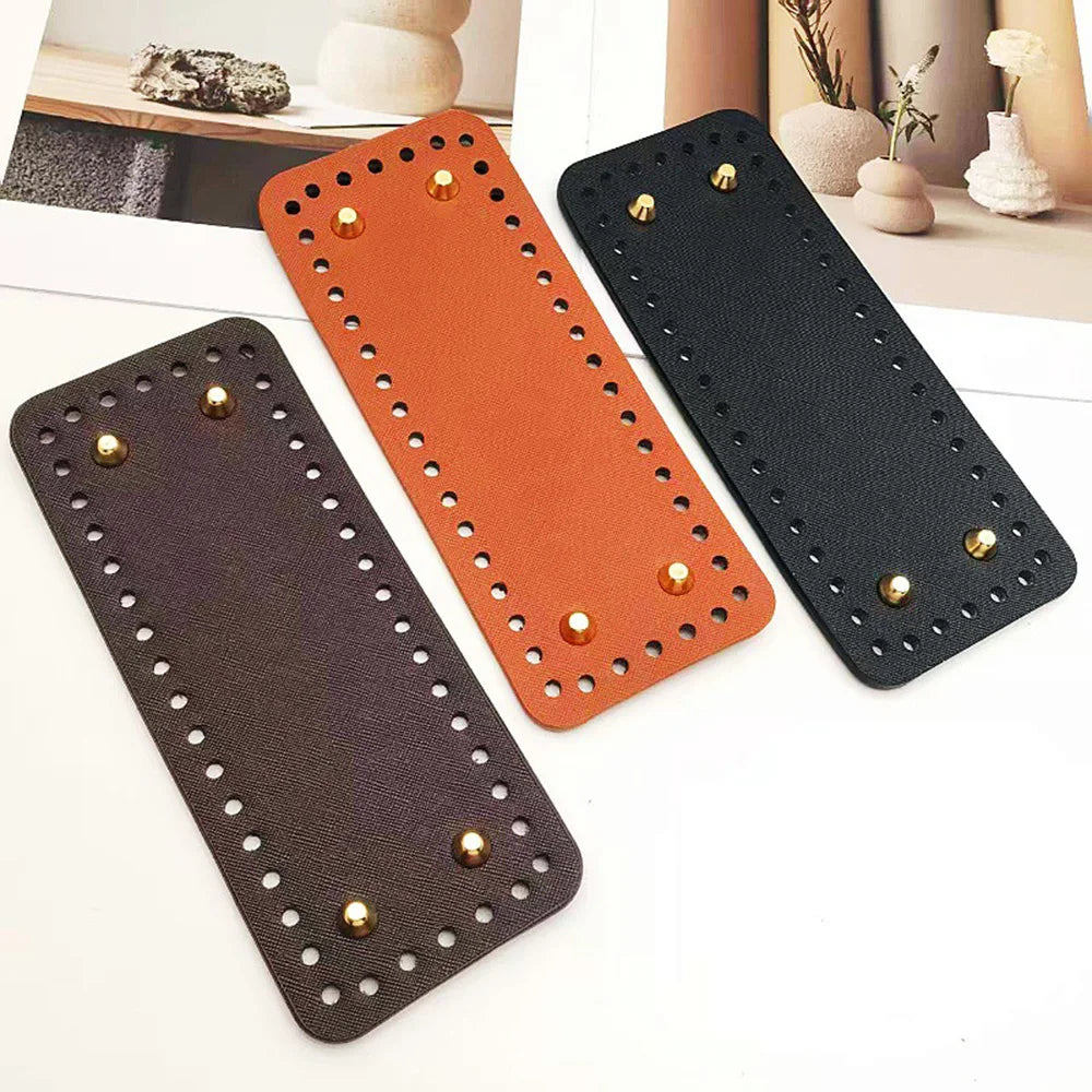 PU Leather Bag Bases with Hanging Hooks for DIY Knitting & Craft Projects