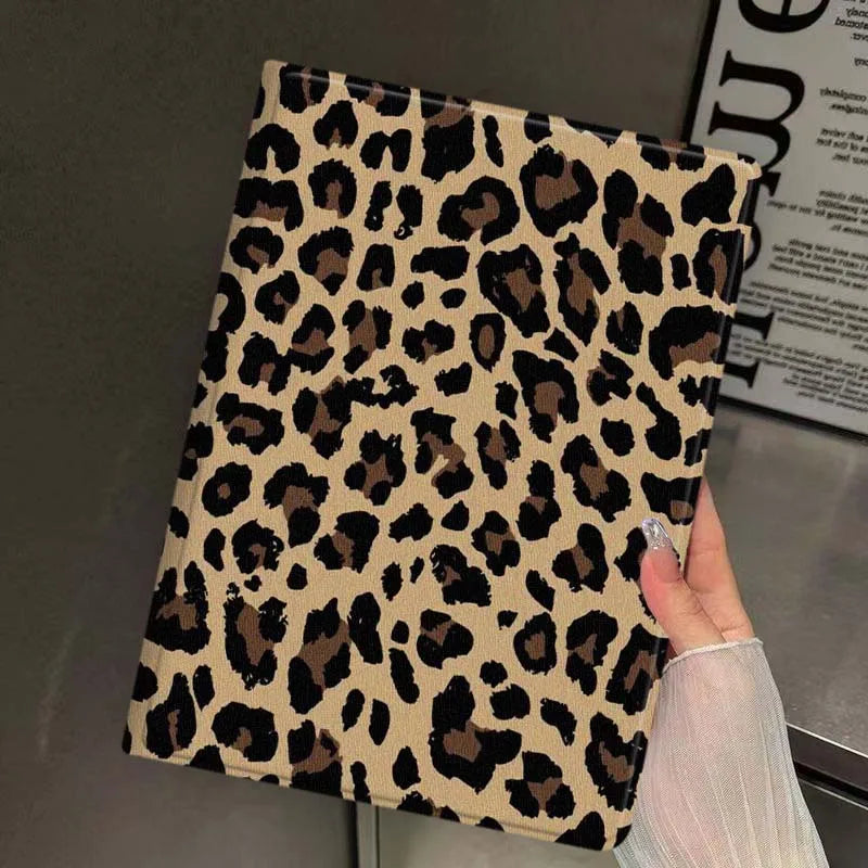 Leopard Print iPad Case – Premium Faux Leather Protective Cover