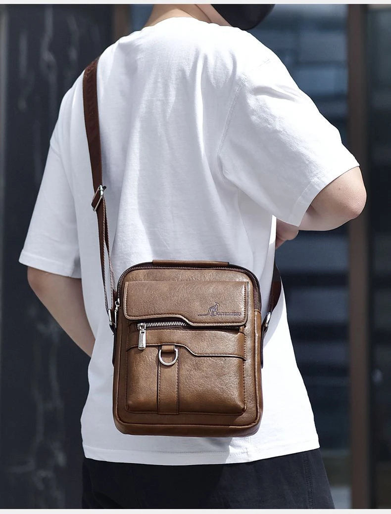 Vintage Leather Messenger Bag for Men – Classic Crossbody Shoulder Bag