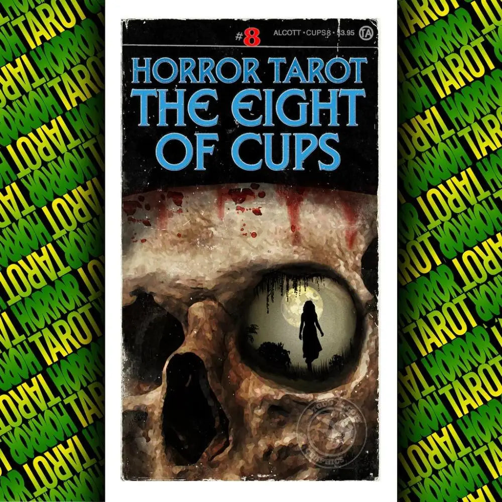 Cover of the Horror Tarot deck featuring a skull with a silhouette inside.