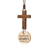 Wood Cross Car Rearview Mirror Pendant with Bible Verse