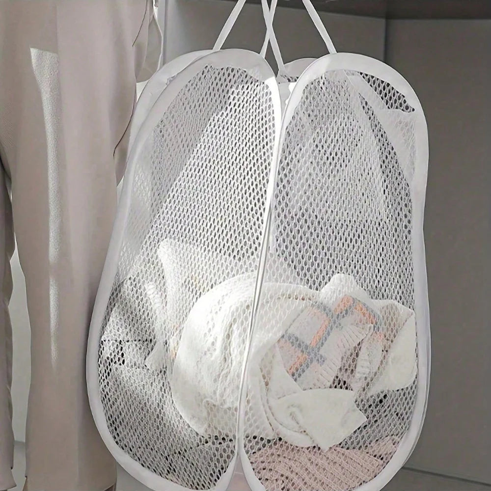 Collapsible Mesh Laundry Basket with Handles