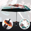 Folding umbrella featuring a Demon Slayer Kokushibo Katana design with intricate patterns.