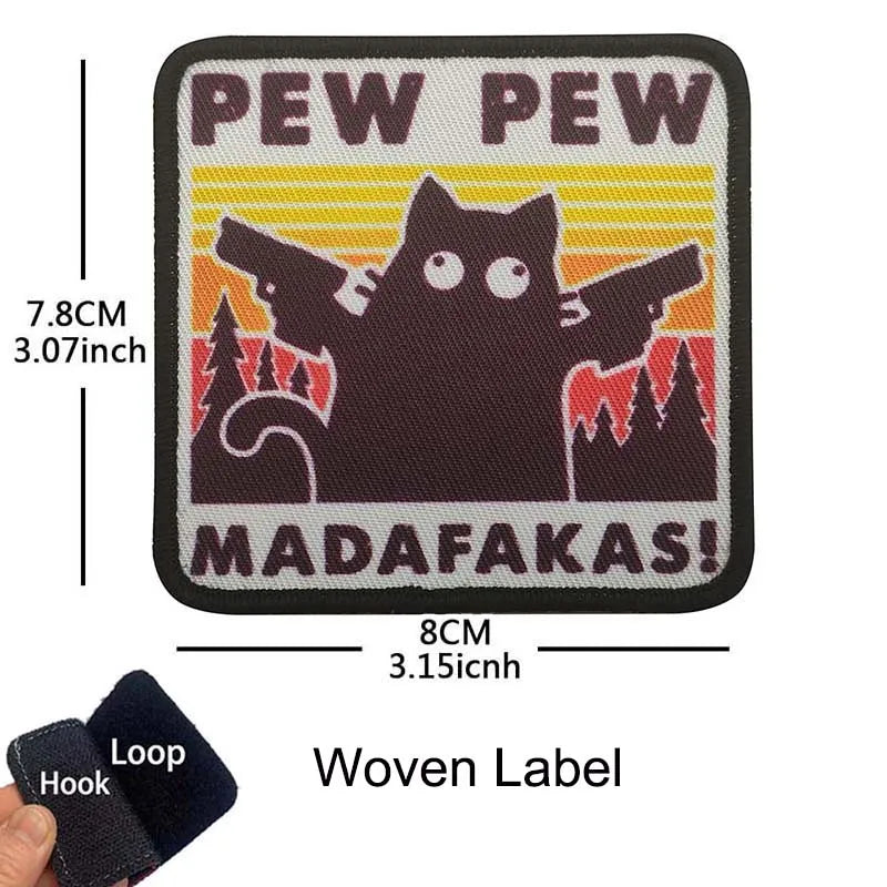 Funny Cat Face PVC Morale Patch with Hook-and-Loop Backing