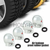 Set of four silver skull design rubber gaskets for tire valve stems and air leakage proof.