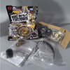 A box set of a 4D spinning top featuring a metal disc and various components for battle play.