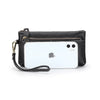Genuine Cowhide Leather Long Wallet with Zipper Closure