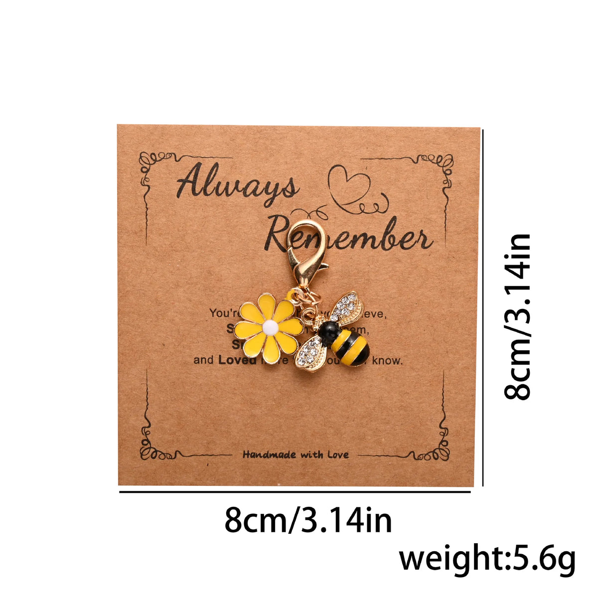 Floral Blessing Card Keychain with Bee Motif
