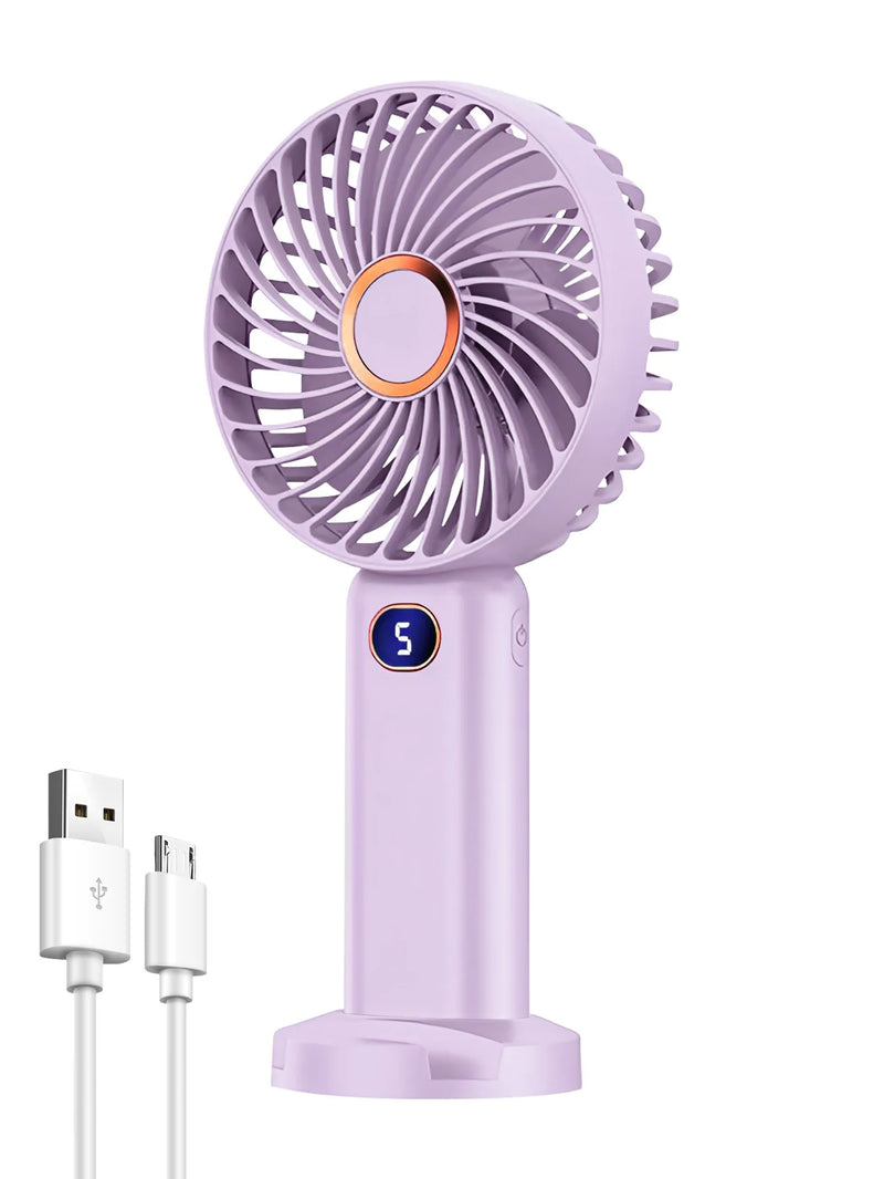 Portable Rechargeable Handheld Fan with Digital Display