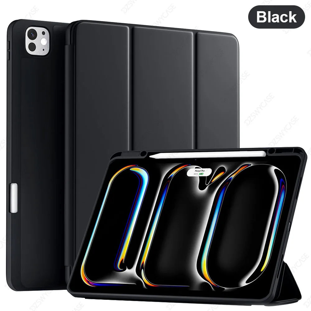 Silicone Trifold Stand Case for iPad Pro 13-Inch with Pencil Holder