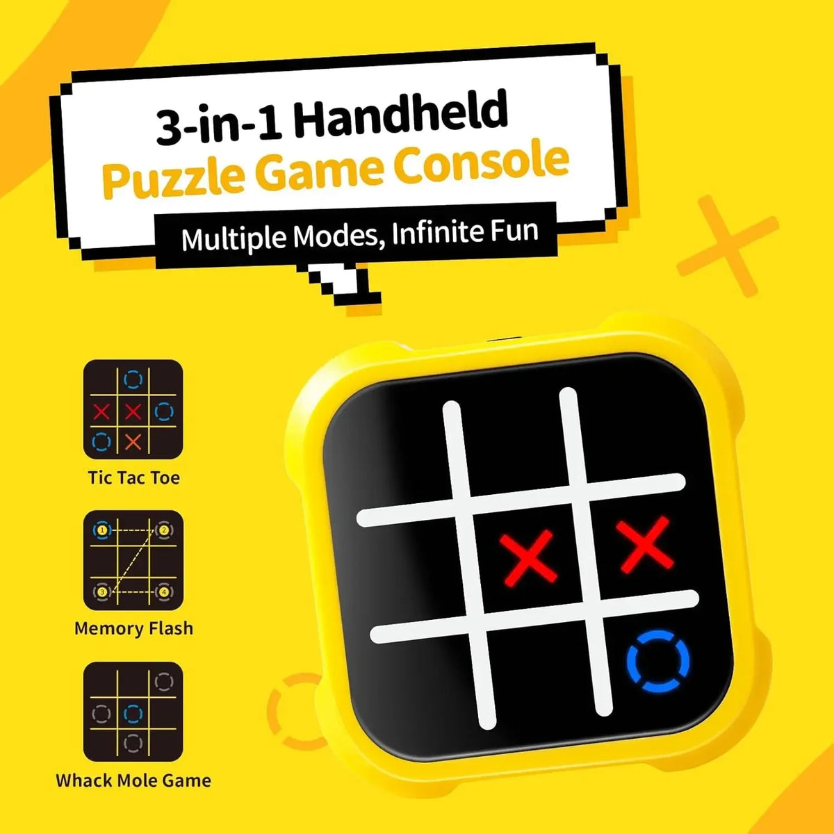 Handheld Electronic Tic Tac Toe Game with Memory & Reaction Modes