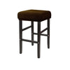 A dark brown bar stool slipcover made of stretchy jacquard fabric with an elastic edge.