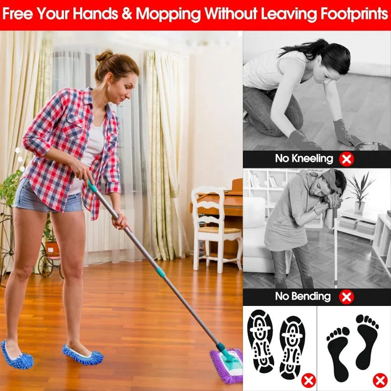 Chenille Dust Mop Slippers for Hands-Free Floor Cleaning