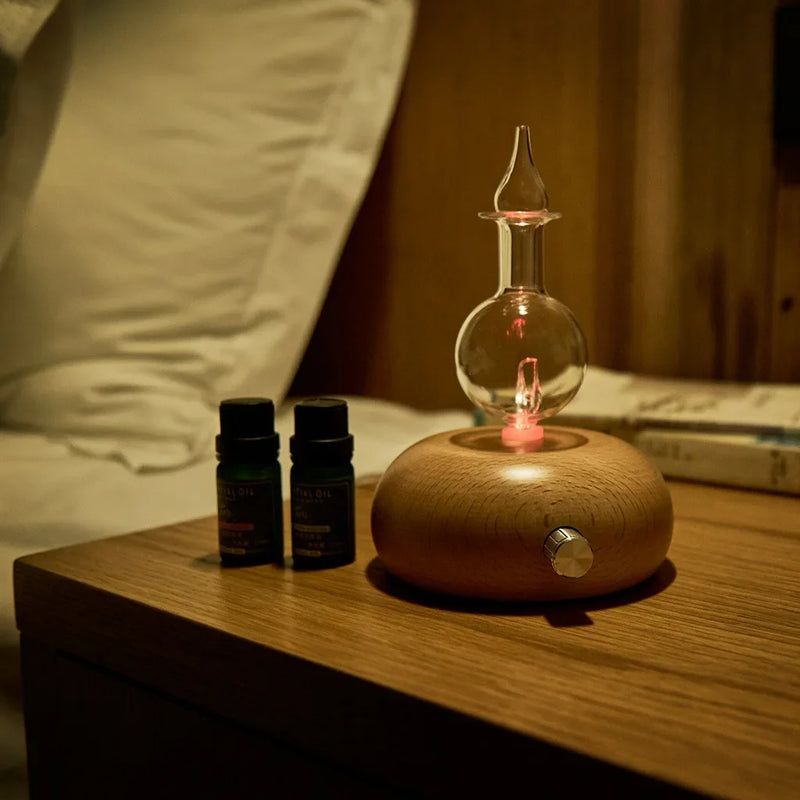 Wooden & Glass Waterless Essential Oil Diffuser