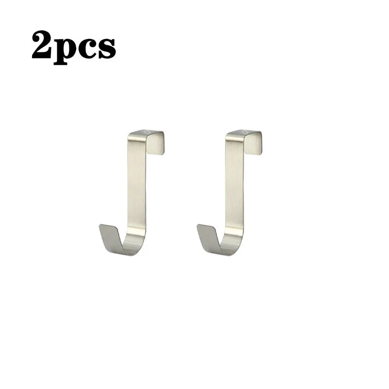 Stainless Steel Over-the-Door Hooks for Kitchen and Bathroom Storage