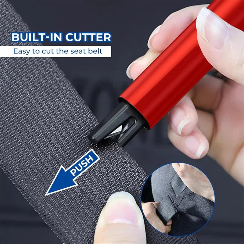 Compact Emergency Car Safety Hammer with Window Breaker & Seatbelt Cutter
