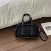 Vintage Croc-Embossed Mini Boston Bag with Dual Straps