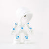 A white bendable robot night light with a soft glow, shown from the front.