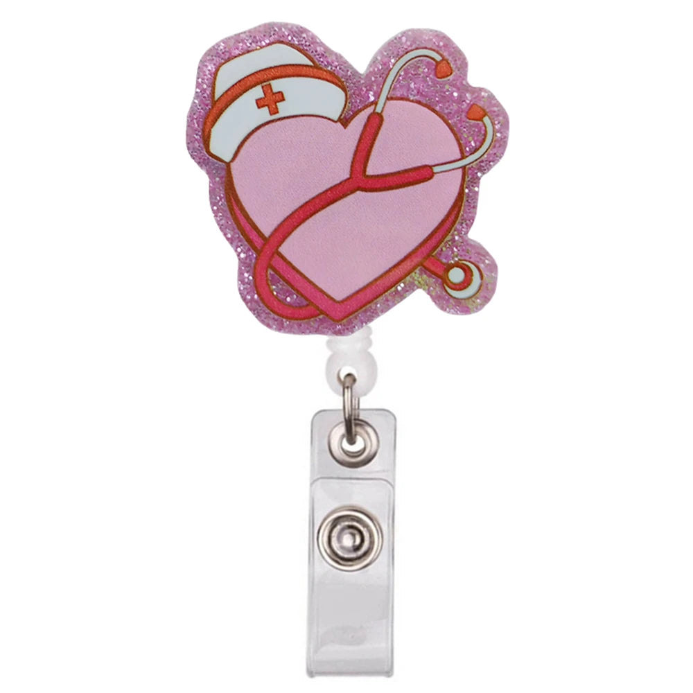 Glitter Acrylic Retractable ID Badge Reel