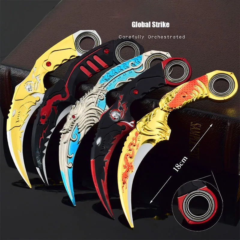 Blue Dragon Claw Folding Knife Model - 18cm Collectible Tactical Karambit