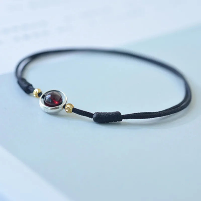 Handwoven Crystal Anklet with Natural Stone Charms