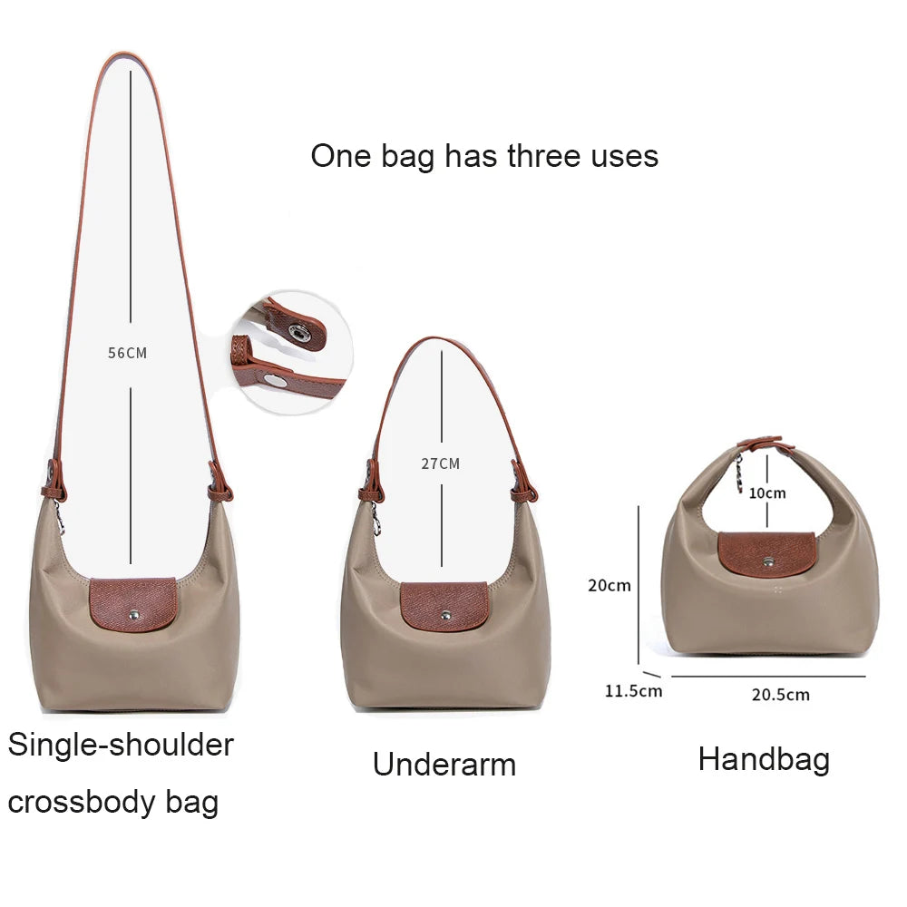 Waterproof Nylon Crossbody Bag with Two Detachable Straps