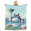 Cozy Grey Totoro-Inspired Fleece Throw Blanket