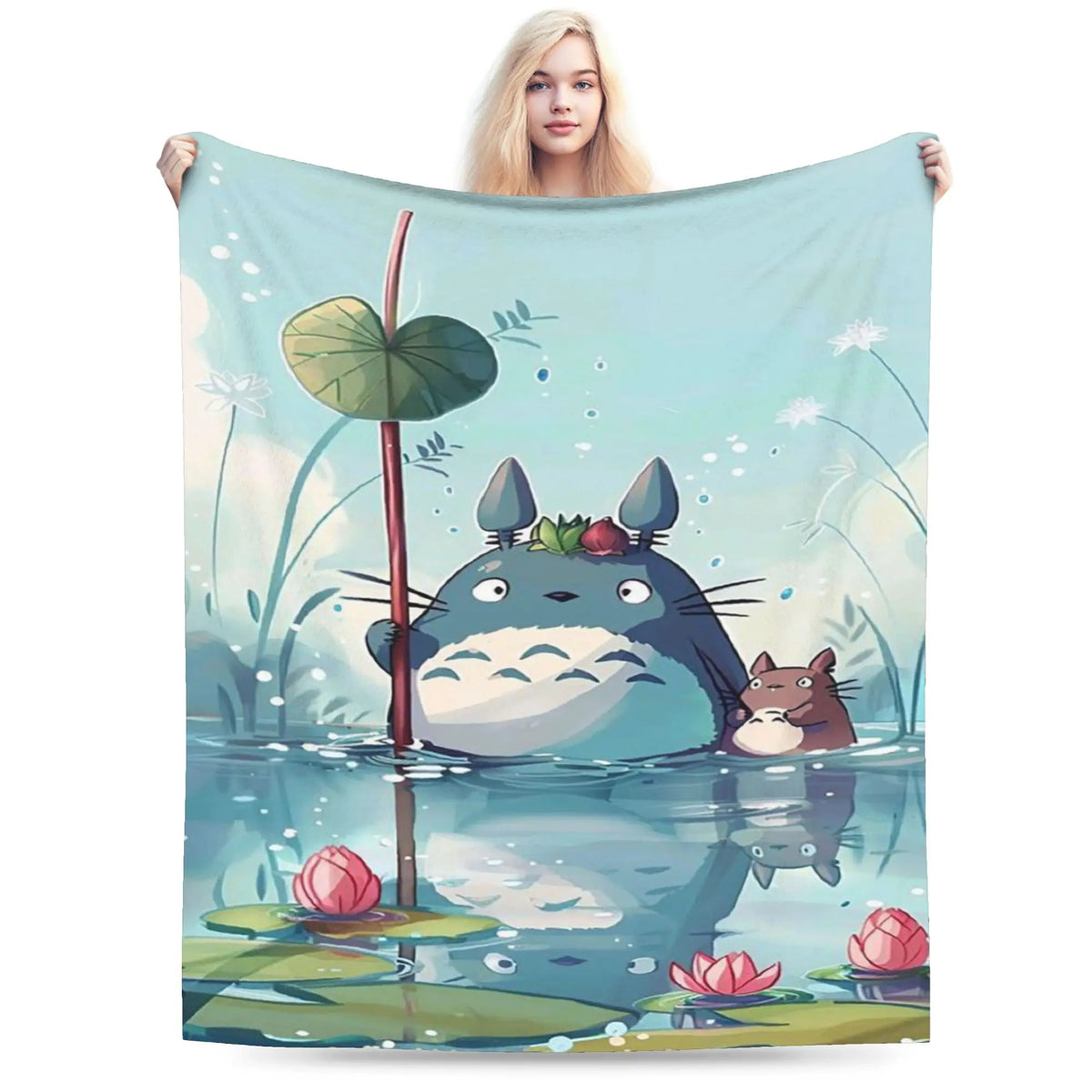 Cozy Grey Totoro-Inspired Fleece Throw Blanket