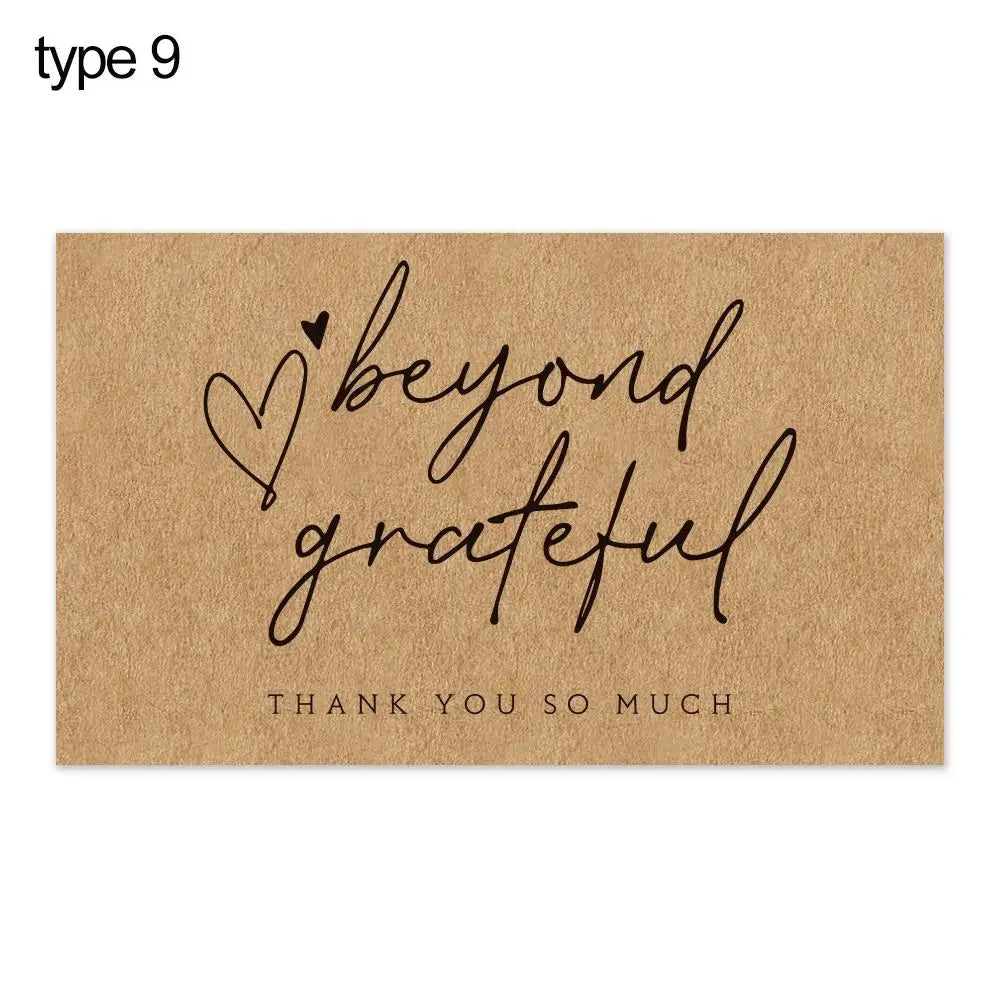 A kraft paper greeting tag with handwritten text that reads beyond grateful and thank you so much