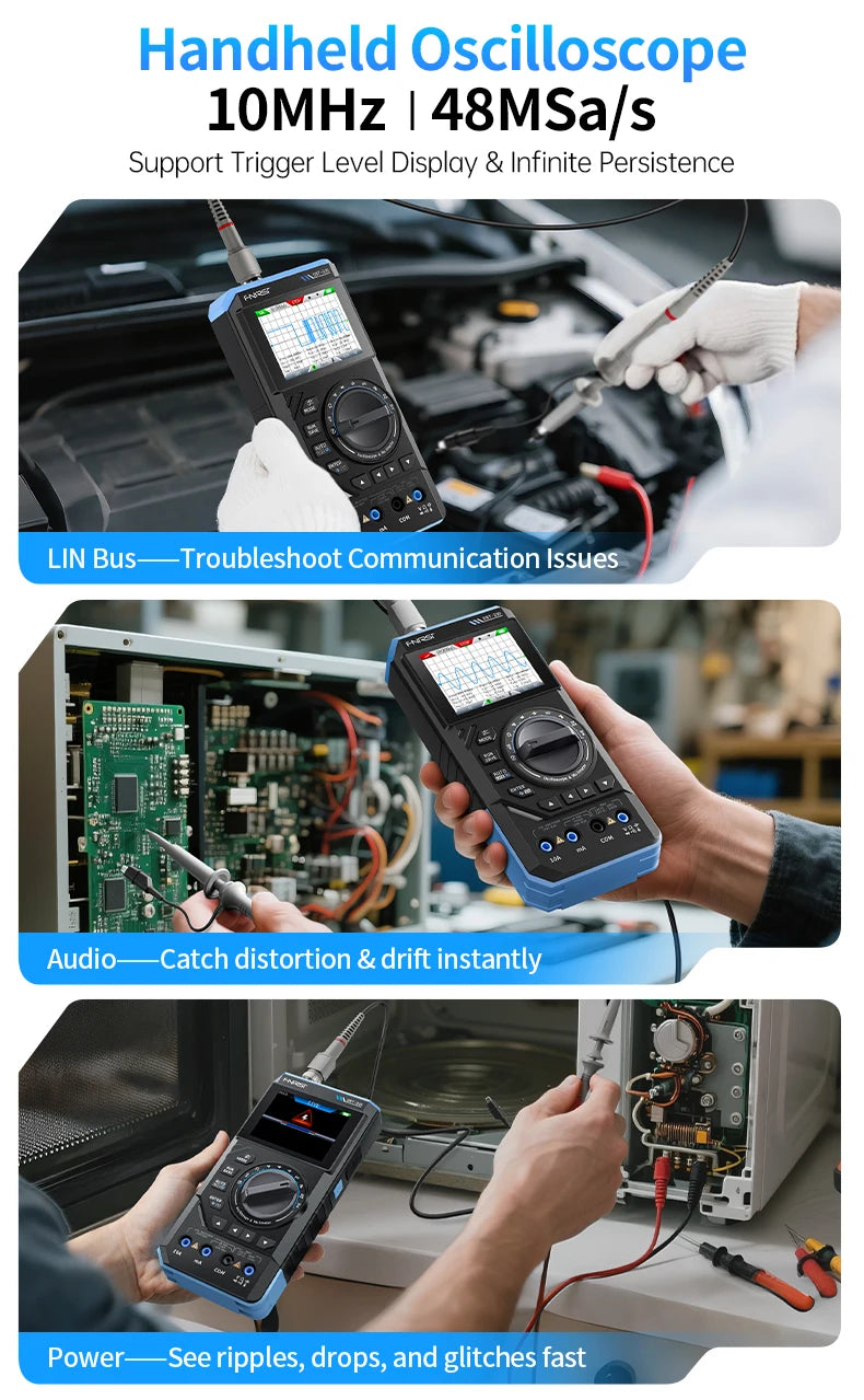 3-in-1 Digital Multimeter, Oscilloscope, and Signal Generator