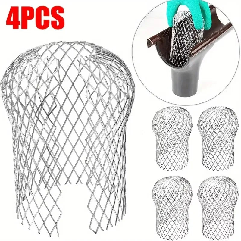 A set of four aluminum gutter leaf guards for roofing protection.