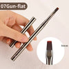 A hand holds a precision 07Gun-flat nail art brush set with a 9mm tip, showing the brush design.