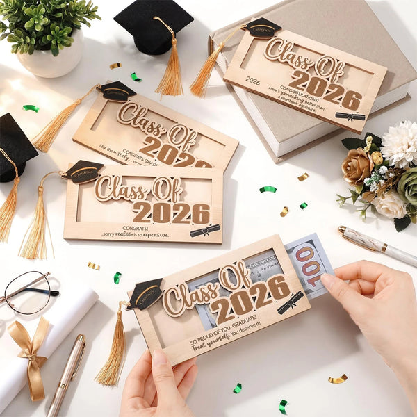 Wooden Graduation Cap Money Box – Class of 2026 Keepsake