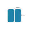 A rectangular blue car mirror rain-proof film with anti-fog and anti-reflective coating, shown with dimensions of 160mm by 35