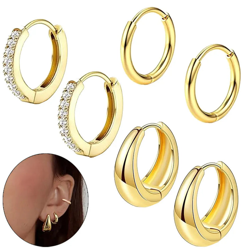 Moon-Shaped Stainless Steel Flatback Earrings