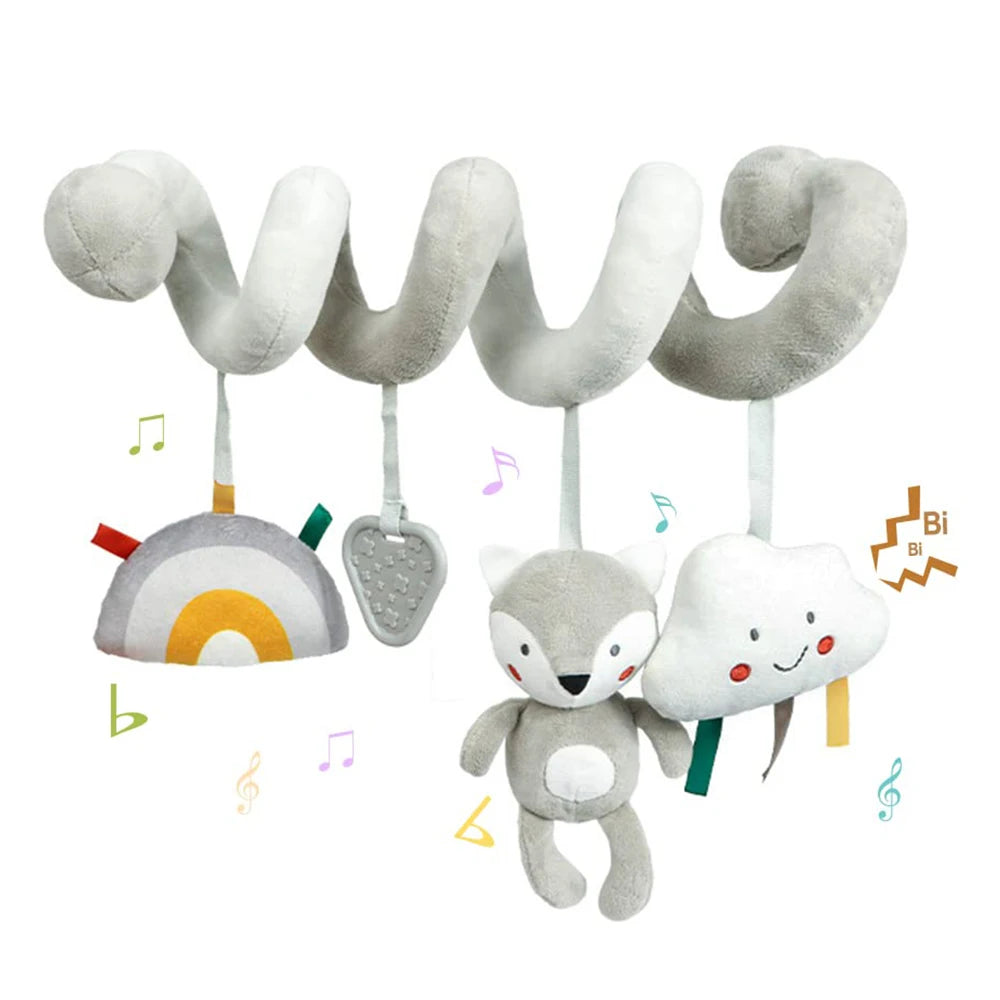Soft Car Seat & Stroller Toy Set with Mirror, Crinkle, and Squeaky Sounds