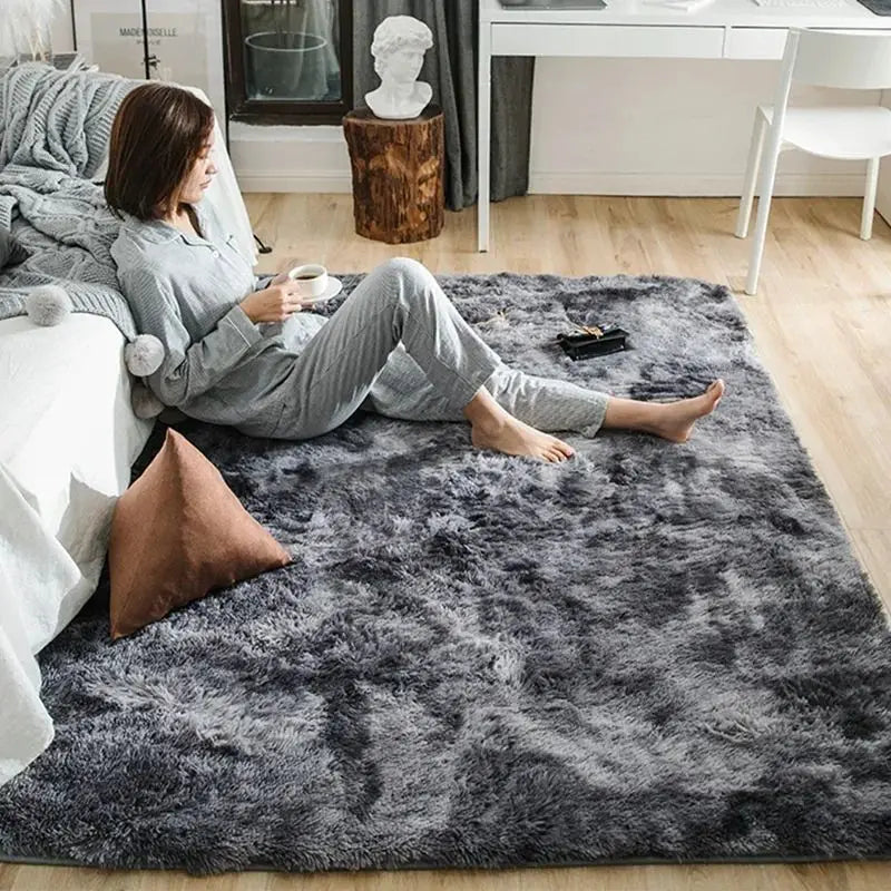 Soft Tie-Dye Leaf Print Non-Slip Area Rug