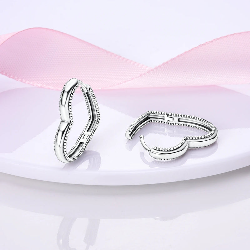 Sterling Silver Heart Wave Earrings