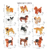 A set of 12 realistic animal figurines including a lion, dog, cat, and other farm and wildlife animals.