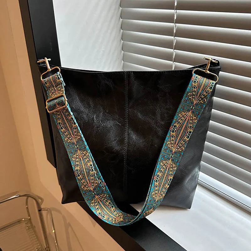 PU Leather Vintage Bucket Sling Bag
