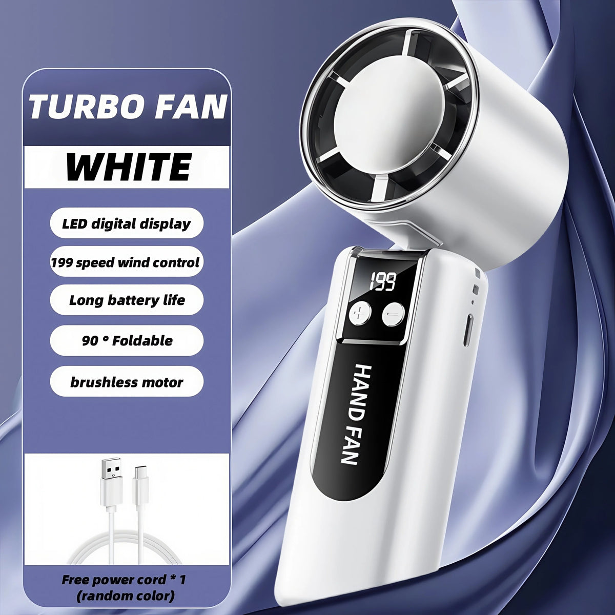 Foldable Turbo Fan with 200 Speed Settings