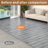 Before and after comparison of self-adhesive wood grain floor tiles installation.