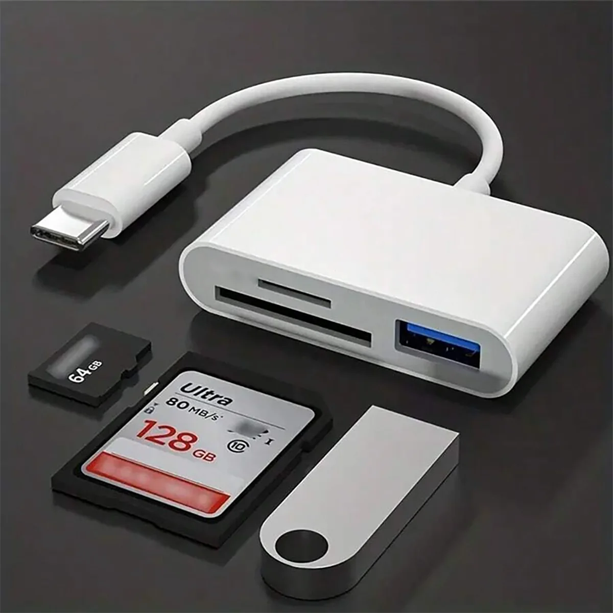 3-in-1 USB-C Card Reader for Smartphones and Laptops