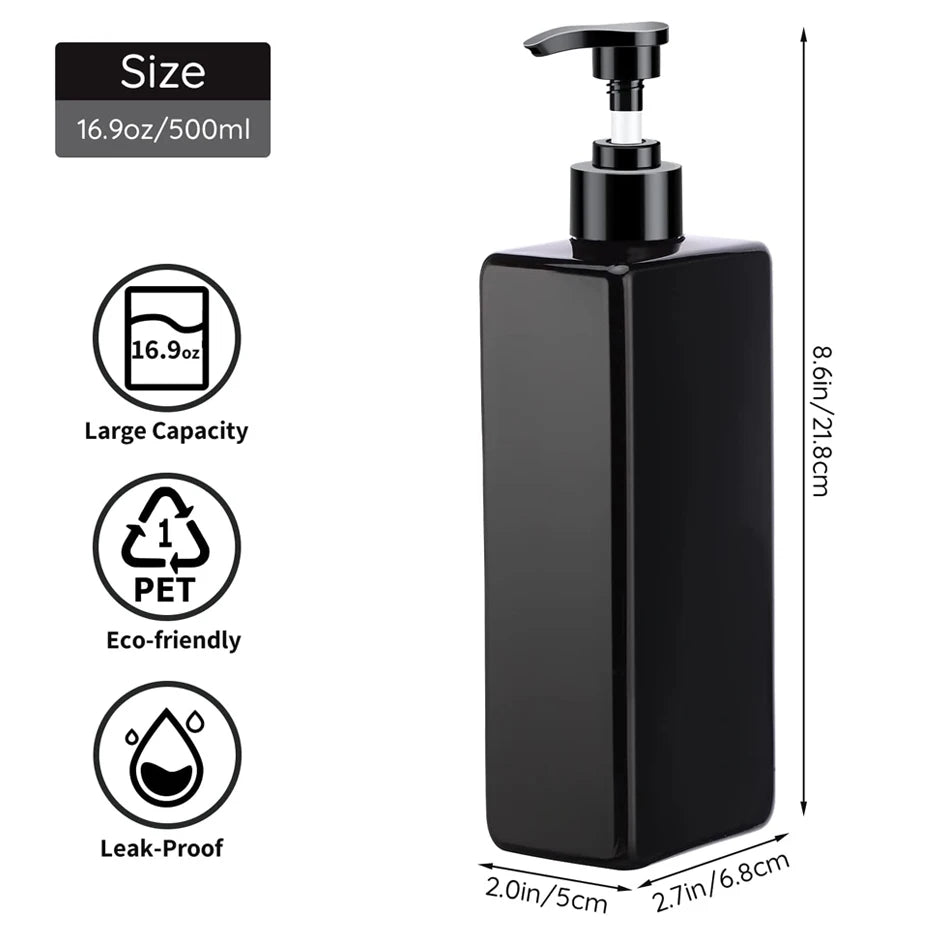 500ml Refillable Pump Bottles for Shampoo, Lotion & Body Wash