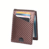 Dunkelbraunes Kohlefaser-Kartenn holder Wallet mit Kartenfächer.