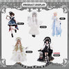 A display of Minty Feather Mist Poetry Series 1/6 BJD blind box dolls including Stella, Althea, Ariel, Cecilia, and Hidden Se