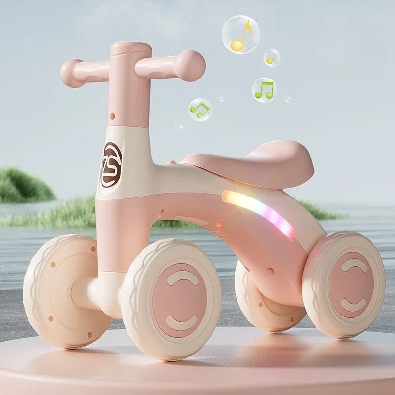 4-Wheel Baby Balance Bike with Silent Wheels