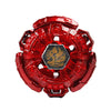 A red alloy battle spinning top with a hexagonal center design.