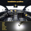 Diagram showing installation positions for various car interior LED lights including dome, map, door, glove box, license plat